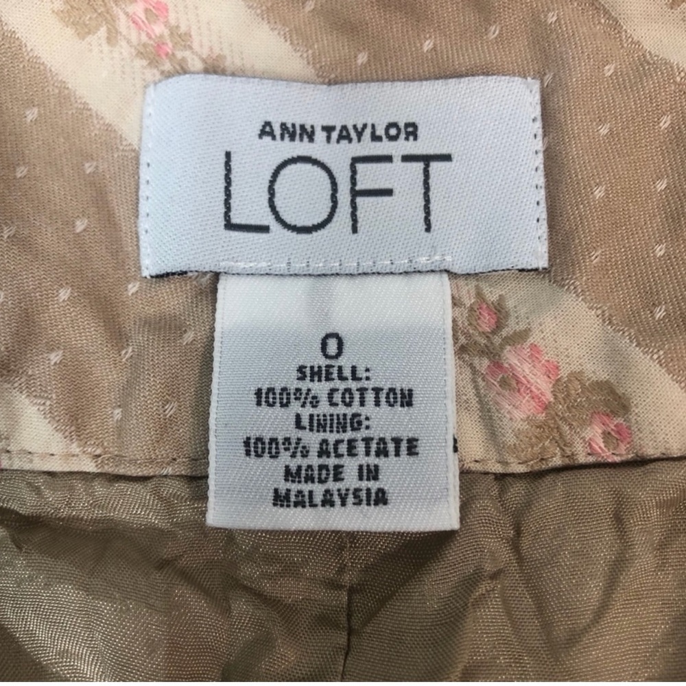 Ann Taylor Loft Floral Stripe Pencil Tan and Cream Skirt 0 - Picture 3 of 11